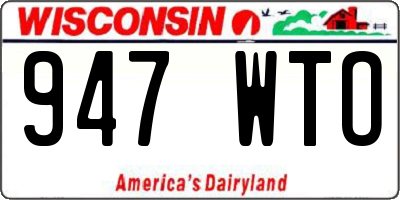 WI license plate 947WTO