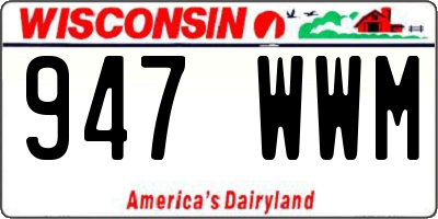 WI license plate 947WWM
