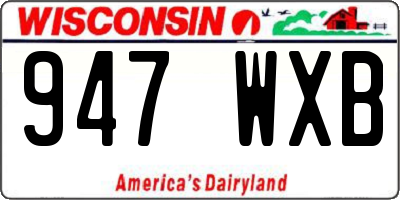 WI license plate 947WXB