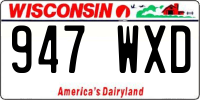 WI license plate 947WXD