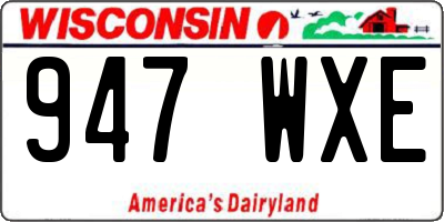 WI license plate 947WXE