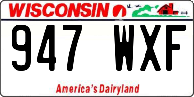 WI license plate 947WXF