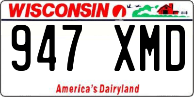 WI license plate 947XMD