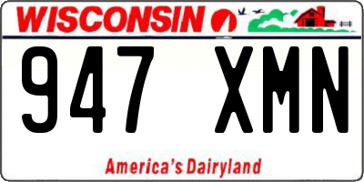 WI license plate 947XMN