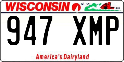 WI license plate 947XMP
