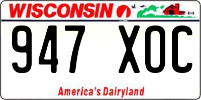 WI license plate 947XOC