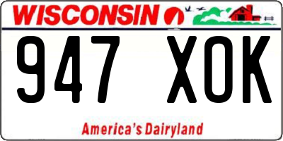 WI license plate 947XOK