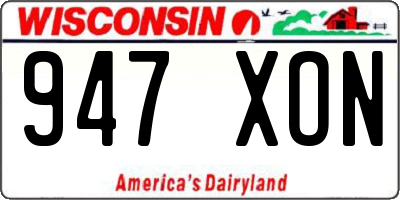 WI license plate 947XON