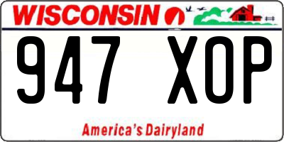 WI license plate 947XOP