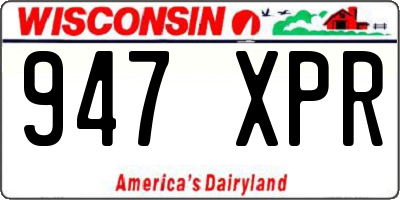 WI license plate 947XPR