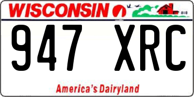 WI license plate 947XRC