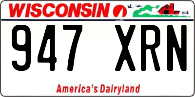 WI license plate 947XRN