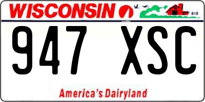 WI license plate 947XSC