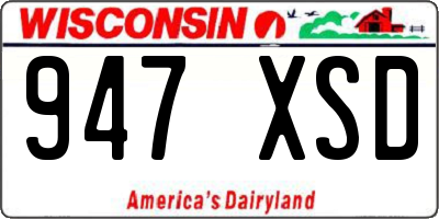 WI license plate 947XSD
