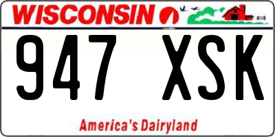 WI license plate 947XSK