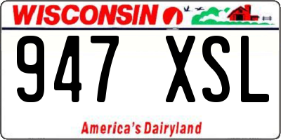 WI license plate 947XSL