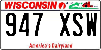WI license plate 947XSW