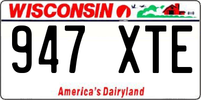WI license plate 947XTE
