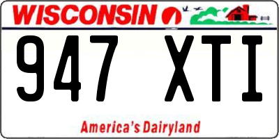 WI license plate 947XTI