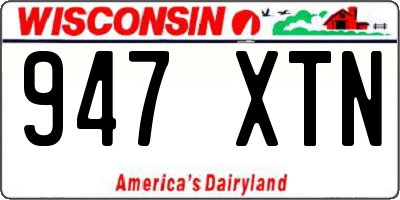 WI license plate 947XTN
