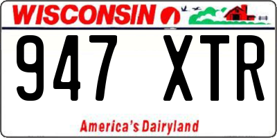 WI license plate 947XTR