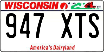 WI license plate 947XTS