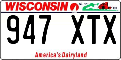 WI license plate 947XTX