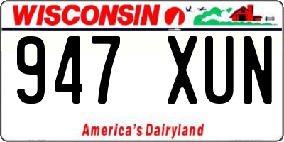 WI license plate 947XUN