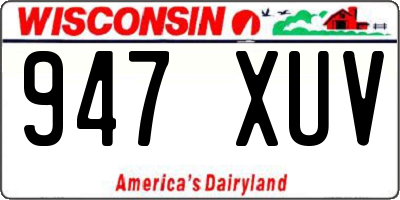 WI license plate 947XUV