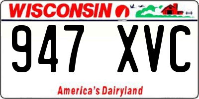 WI license plate 947XVC