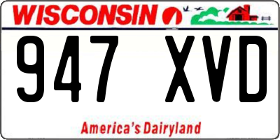 WI license plate 947XVD