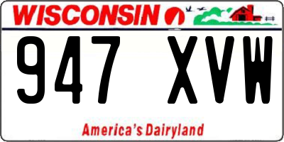 WI license plate 947XVW