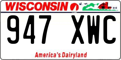 WI license plate 947XWC