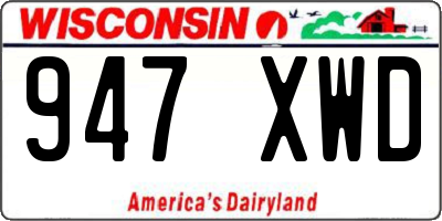 WI license plate 947XWD