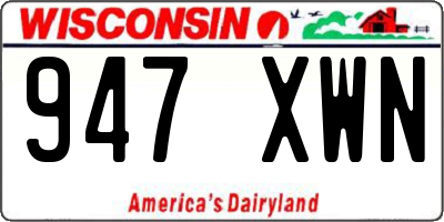 WI license plate 947XWN