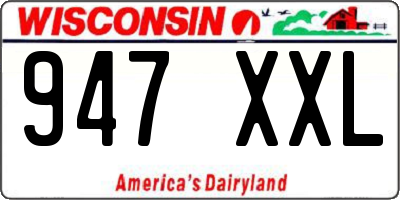 WI license plate 947XXL