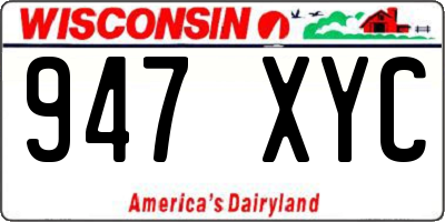 WI license plate 947XYC