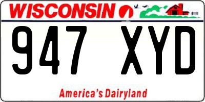 WI license plate 947XYD