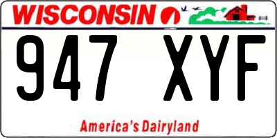 WI license plate 947XYF