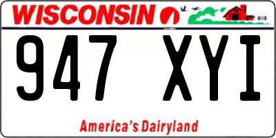 WI license plate 947XYI