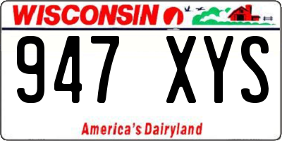 WI license plate 947XYS