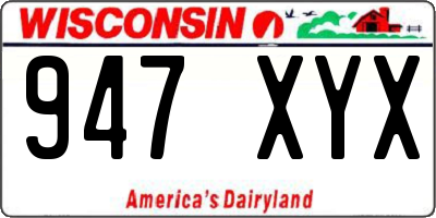 WI license plate 947XYX