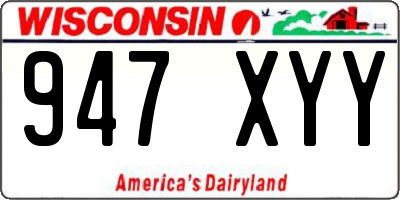 WI license plate 947XYY