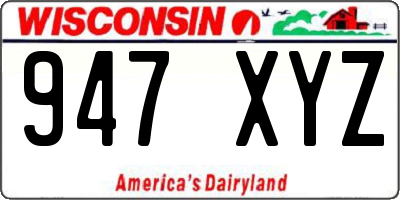 WI license plate 947XYZ