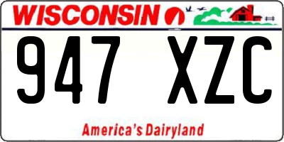 WI license plate 947XZC