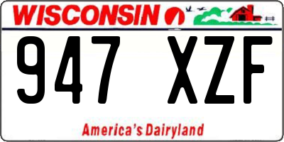 WI license plate 947XZF