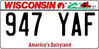 WI license plate 947YAF