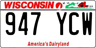 WI license plate 947YCW