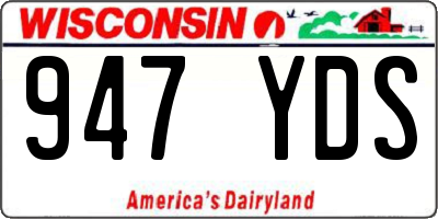 WI license plate 947YDS
