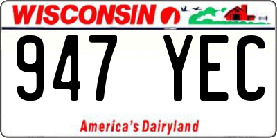 WI license plate 947YEC